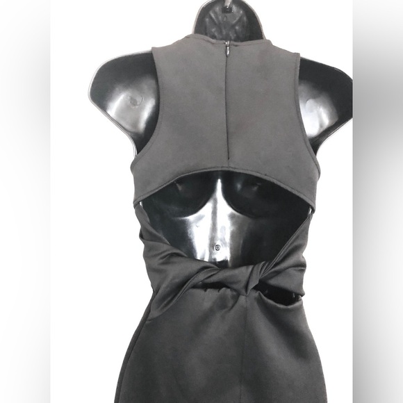 Zara black scuba fit twisted back cutout front slit sleeveless dress size XS new - Picture 7 of 16